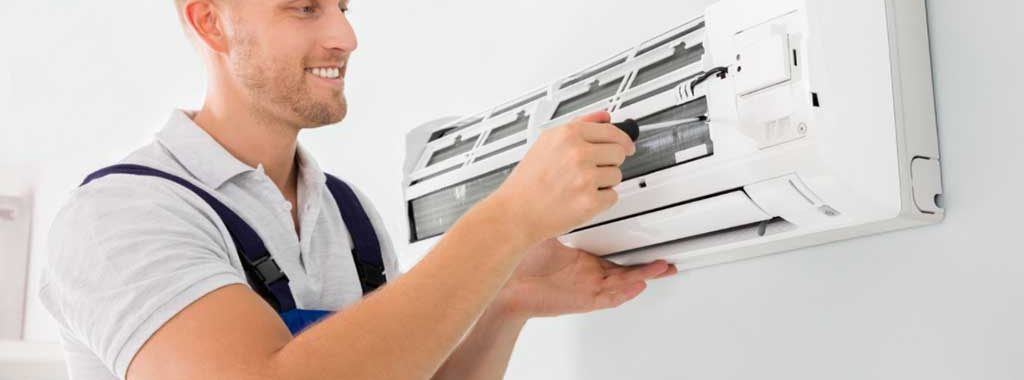 HVAC contractor fixing ductless mini-split system